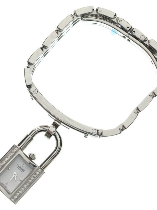 Hermes Kelly Watch Diamond Bezel White Dial SS Quartz Stainless Steel